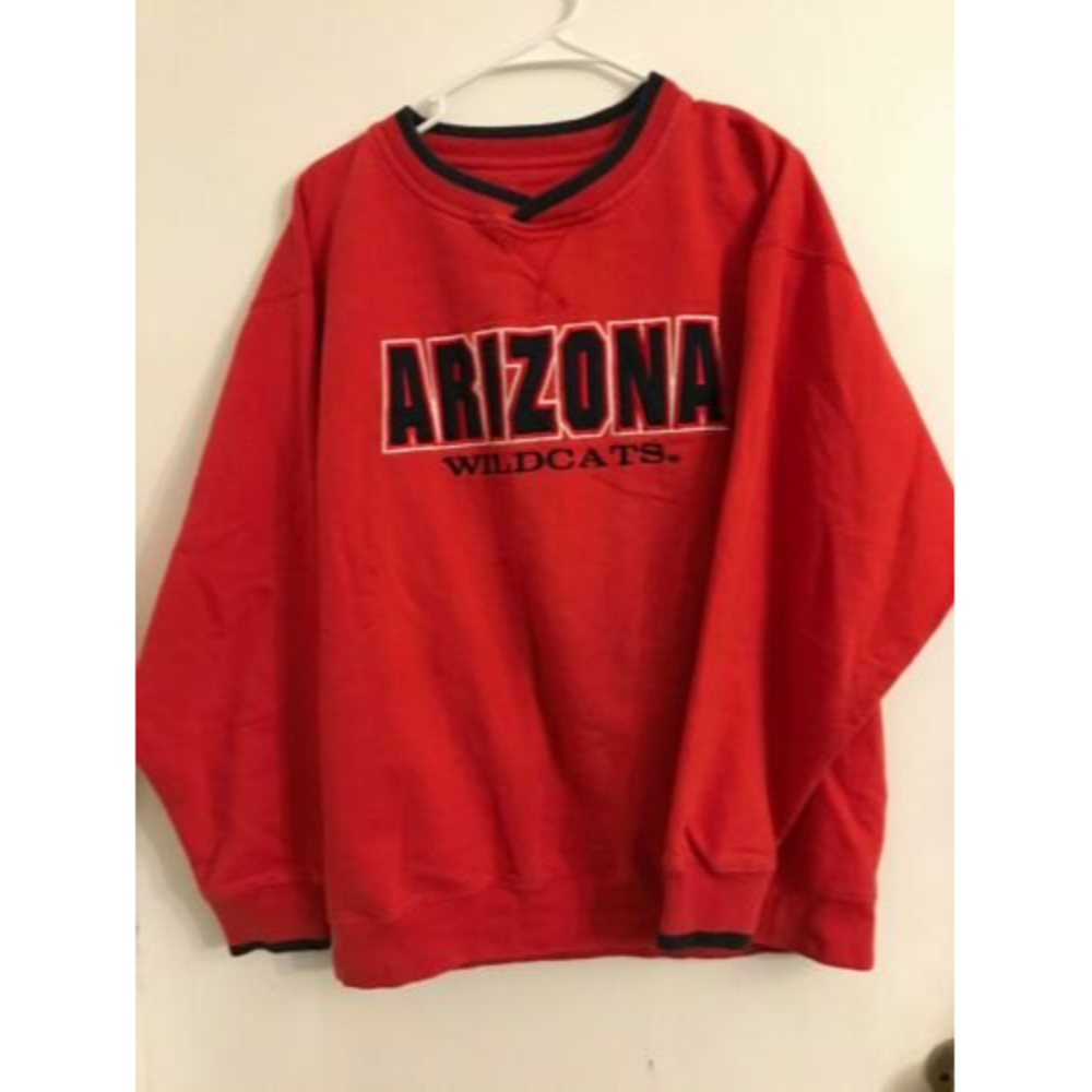 VTG Arizona Wildcats NCAA Spell Out Cadre Sweatshirt Pullover Red Men's SZ Large